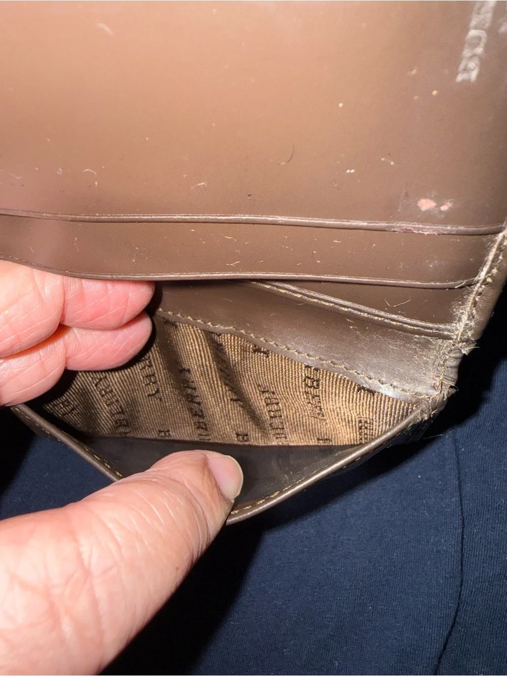 Burberry Dark Brown Leather Fold Wallet